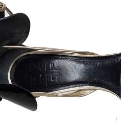 Pre Owned Givenchy Gold Leather Ankle Strap Sandals Size 38