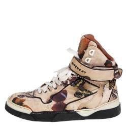 Pre Owned Givenchy Multicolor Butterfly Print Leather Tyson High Top Sneakers Size 37.5