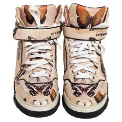 Pre Owned Givenchy Multicolor Butterfly Print Leather Tyson High Top Sneakers Size 37.5