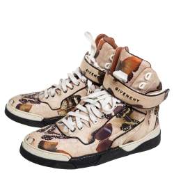 Pre Owned Givenchy Multicolor Butterfly Print Leather Tyson High Top Sneakers Size 37.5