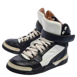 Pre Owned Givenchy Black/White Leather Tyson High Top Sneakers Size 38