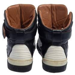 Pre Owned Givenchy Black/White Leather Tyson High Top Sneakers Size 38