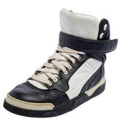 Pre Owned Givenchy Black/White Leather Tyson High Top Sneakers Size 38
