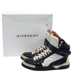 Pre Owned Givenchy Black/White Leather Tyson High Top Sneakers Size 38