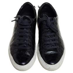 Pre Owned Givenchy Black Croc Embossed Leather Urban Street Sneakers Size 38