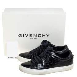 Pre Owned Givenchy Black Croc Embossed Leather Urban Street Sneakers Size 38