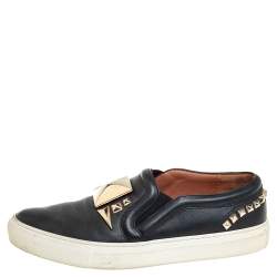 مملوكة مسبقًا Givenchy Black Leather Embellished Skate Sneakers Size 38