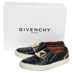 مملوكة مسبقًا Givenchy Black Leather Embellished Skate Sneakers Size 38