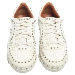 Pre Owned Givenchy White Leather Studded Tyson Low Top Sneakers Size 38