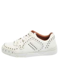 Pre Owned Givenchy White Leather Studded Tyson Low Top Sneakers Size 38
