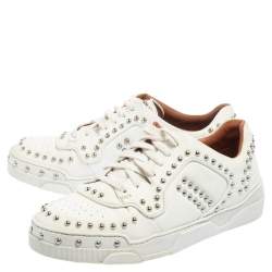 Pre Owned Givenchy White Leather Studded Tyson Low Top Sneakers Size 38