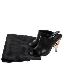 Givenchy Black Leather Show Mixed Cone Heel Mules Size 36