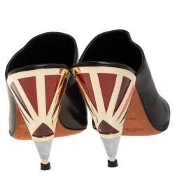 Givenchy Black Leather Show Mixed Cone Heel Mules Size 36