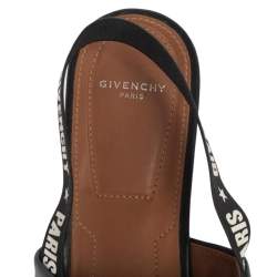 Pre Owned Givenchy Black Leather Rivington Logo Slingback Mules Flats Size 38