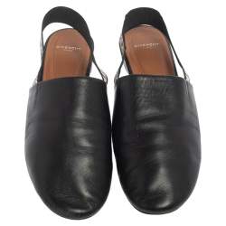 Pre Owned Givenchy Black Leather Rivington Logo Slingback Mules Flats Size 38