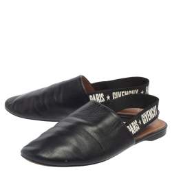 Pre Owned Givenchy Black Leather Rivington Logo Slingback Mules Flats Size 38