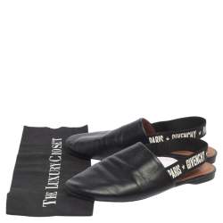 Pre Owned Givenchy Black Leather Rivington Logo Slingback Mules Flats Size 38