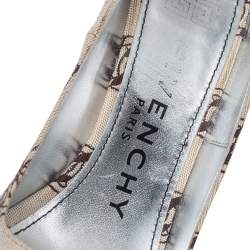 Pre Owned Givenchy Beige/White Canvas Givenchy Chain Pointed Toe Pumps Size 38