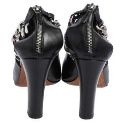 Givenchy Black Leather Chain Detail Ankle Cuff Sandals Size 38.5