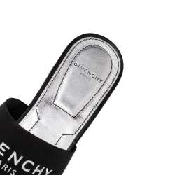Pre Owned Givenchy Black Leather Logo Mules Size 35