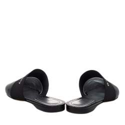 Pre Owned Givenchy Black Leather Logo Mules Size 35