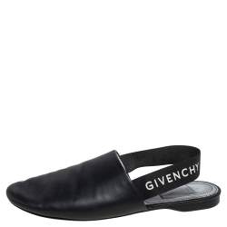 Pre Owned Givenchy Black Leather Rivington Slingback Mules Size 37