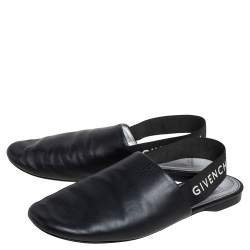Pre Owned Givenchy Black Leather Rivington Slingback Mules Size 37