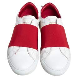 Pre Owned حذاء رياضي جيفنشي شريط أربان بعقدة سليب أون جلد أبيض/ أحمر مقاس 39