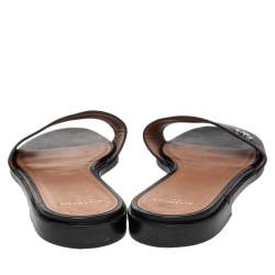 Givenchy Black Leather Open Toe Flat Slides Size 38