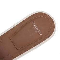 Givenchy White/Black Leather And Fabric Logo Mule Sandals Size 38