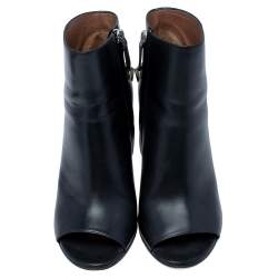 Pre Owned Givenchy Black Leather Star Embellished Open Toe Ankle Booties Size 37.5