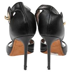Givenchy Black Leather Shark  Lock Ankle Strap Sandals Size 38