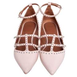 Givenchy Rose Poudre Patent Leather Accent Studded Mary Jane Ballet Flats Size 38.5