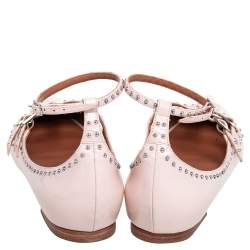 Givenchy Rose Poudre Patent Leather Accent Studded Mary Jane Ballet Flats Size 38.5