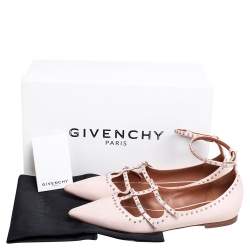 Givenchy Rose Poudre Patent Leather Accent Studded Mary Jane Ballet Flats Size 38.5