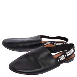 Givenchy Black Leather Rivington Logo Slingback Flat Mules Size 40.5