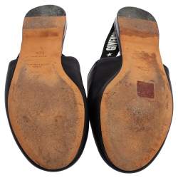 Givenchy Black Leather Rivington Logo Slingback Flat Mules Size 40.5