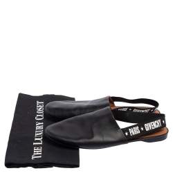Givenchy Black Leather Rivington Logo Slingback Flat Mules Size 40.5
