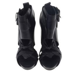 Givenchy Black Leather Ankle Length Strappy Booties Size 36.5