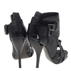 Givenchy Black Leather Ankle Length Strappy Booties Size 36.5