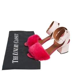Givenchy Two Tone Pink Leather and Mink Fur Ankle Strap Sandals Size 38