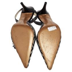 Givenchy Grey Leather And Canvas Slingback Sandals Size 39.5