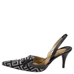 Givenchy Grey Leather And Canvas Slingback Sandals Size 39.5