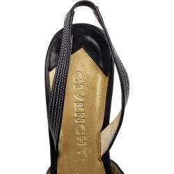 Givenchy Grey Leather And Canvas Slingback Sandals Size 39.5