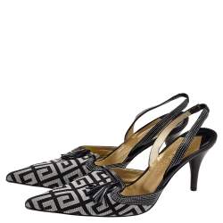 Givenchy Grey Leather And Canvas Slingback Sandals Size 39.5