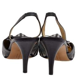 Givenchy Grey Leather And Canvas Slingback Sandals Size 39.5