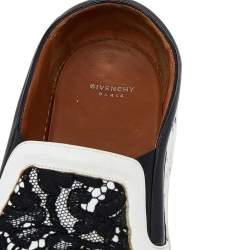 Givenchy White/Black Lace And Leather Slip on Sneakers Size 41