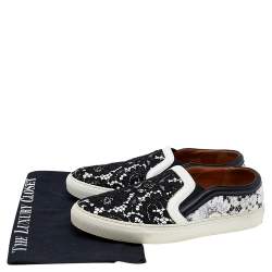 Givenchy White/Black Lace And Leather Slip on Sneakers Size 41