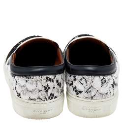 Givenchy White/Black Lace And Leather Slip on Sneakers Size 41