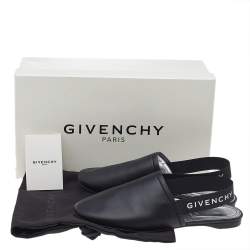 مملوكة مسبقًا حذاء سلايد فلات جيفنشي ريفينغتون جلد أسود فتحة كعب مقاس 37.5